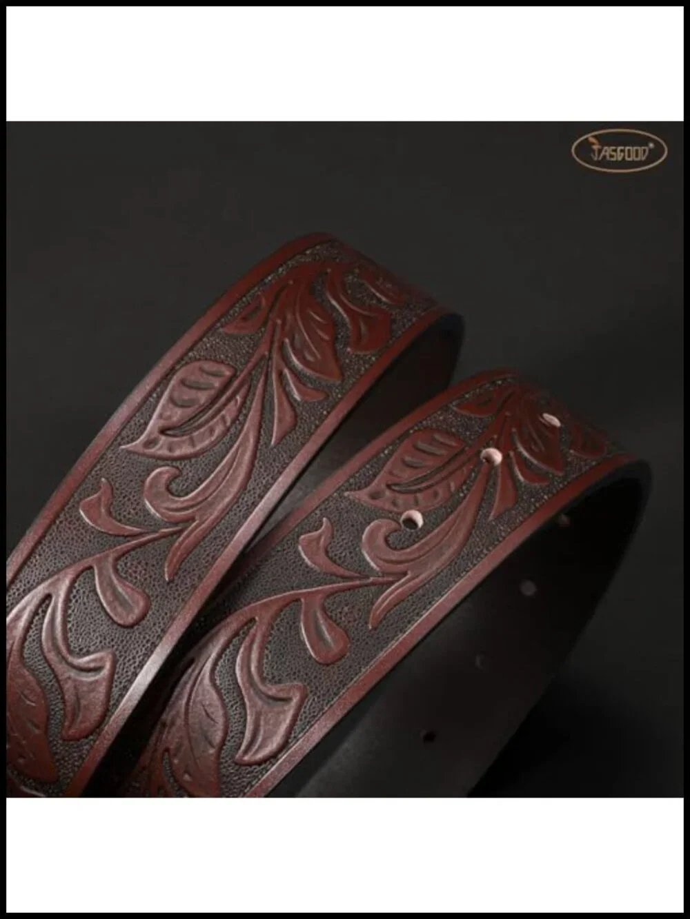 Men's Leather Western Belt with Engraved Buckle